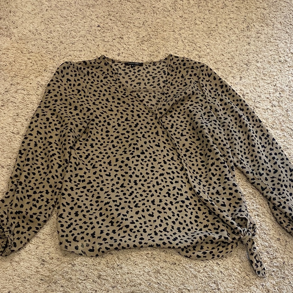 Papermoon Tan and Black Animal Print Blouse
